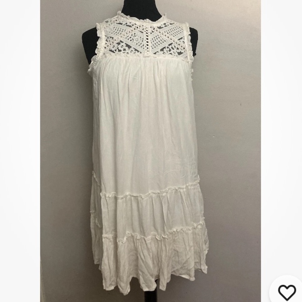 7-23 Xhilaration White Dress crochet Hippie Boho Medium NWT